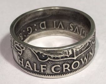 Silver Half Crown Coin Ring