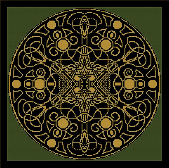 Download Large CELTIC KNOT MEDALLION Cross Stitch Pattern approx.
