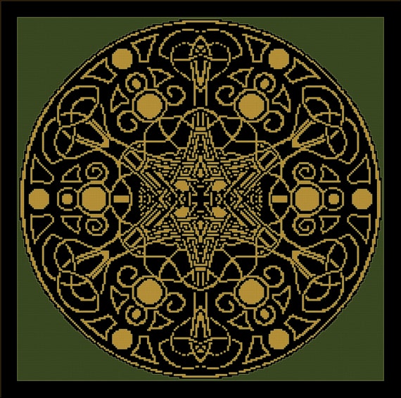 Download Large CELTIC KNOT MEDALLION Cross Stitch Pattern approx.