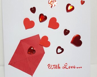 Saint Valentin card, carte de voeux, hand made card, friendship card, carte d'amitié, greeting card