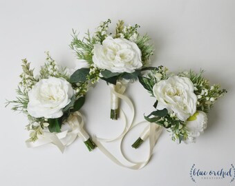Bridesmaid Bouquet, Boho Bridesmaid Bouquet, Greenery Bouquet, Greenery Bridesmaid Bouquet, Wedding Bouquet, Wedding Flowers, White Bouquet