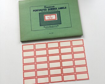 Vintage full sheet of 30 gummed Dennison labels