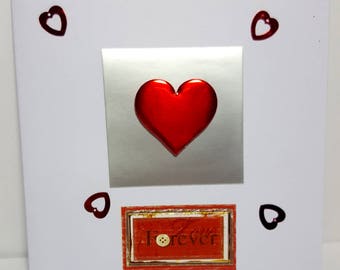 Saint Valentin card, carte de voeux, hand made card, friendship card, carte d'amitié, greeting card