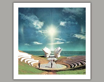 Sun Shrine - Surreal collage art print, 8x8 print, 12x12 print, retro art, wall art