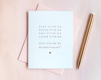 Rose Gold Foil Will You Be My Bridesmaid card bridesmaid proposal bridesmaid box gift bridal party card wedding card bridesmaid invitation