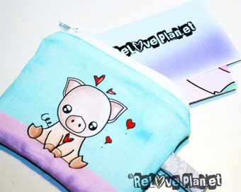 Piggy Pig Mini Zipper Purse Pouch - Coin Wallet - Veg vegan cute kawaii - ReLove Plan.et