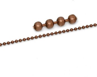 2mm Antiqued Copper Ball Chain with Connectors | CH1020