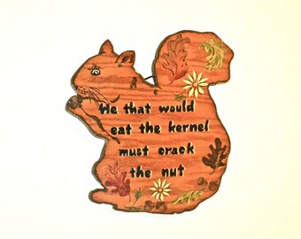 Industrious Squirrel McSquirrel with Nut Sign, Vintage 1940s