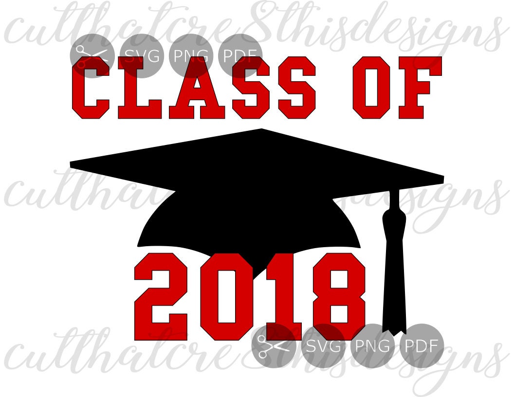 Download Class Of 2018 Red Black Graduation Cap Tassel SVG File