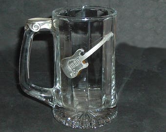 GLASS & PEWTER Beer Stein/Tankard Guitar