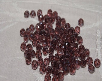 Pink Purple 4 * 6mm faceted glass beads