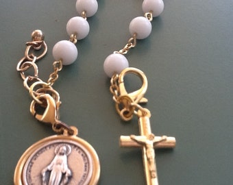 White and gold Rosary Bracelet