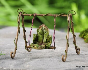 Fairy Swing, Miniature Swing, Mini Metal Swing, Miniature Furniture for Fairy Swing, Fairy Garden decor, Terrariums, Miniature Gardens,