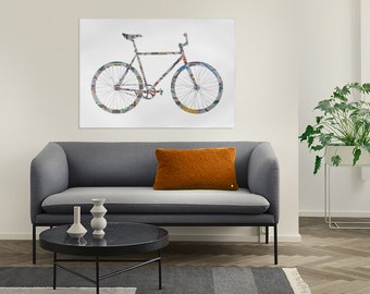 Barcelona metro fixie silhouette print - large format instant download poster - bicycle art large wall decor - fixie lovers print
