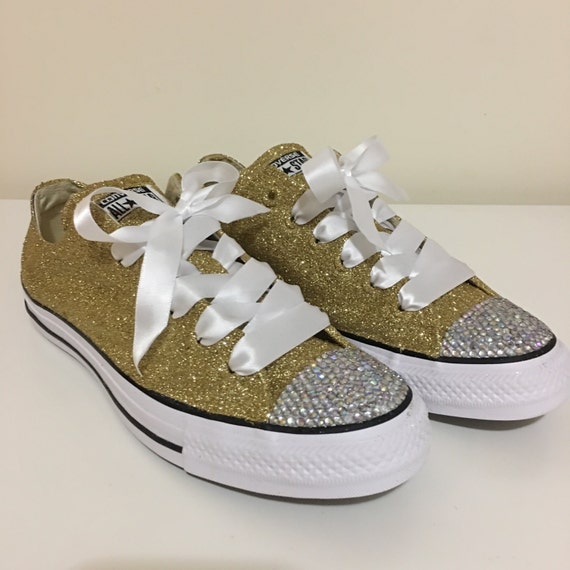 Adult Gold Glitter Rhinestone Converse Shoes Bride Converse