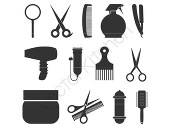 Hair Stylist, Barber, 13 Deisgns, Cutting Template SVG EPS Silhouette Cricut Sure Cuts A Lot Cricut Vector Instant Download, Clippers Shears