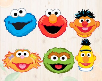 Sesame Street Svg, Sesame st Characters Dxf, Eps & Png Cutfiles, Elmo face for Cricut, Silhouette cameo, cookie monster Svg Clipart, Sesame
