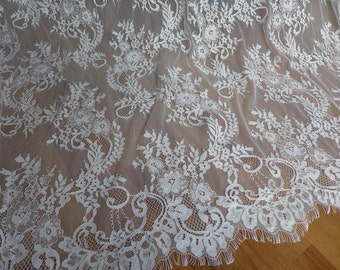 fabric lace chantilly french graceful floral bridal yard