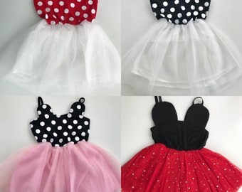 RED, PINK, or WHITE Minnie Mouse dress polk-a dot tulle dress baby girl toddler girl cute birthday dress, party dress, cake smash ou