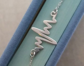 Heart Beat Necklace, EKG Rhythm Charm, EKG Necklace, Medical Gift, Gift For a Doctor, HeartBeat, Gift For Paramedics,Heart Rhythm Charm