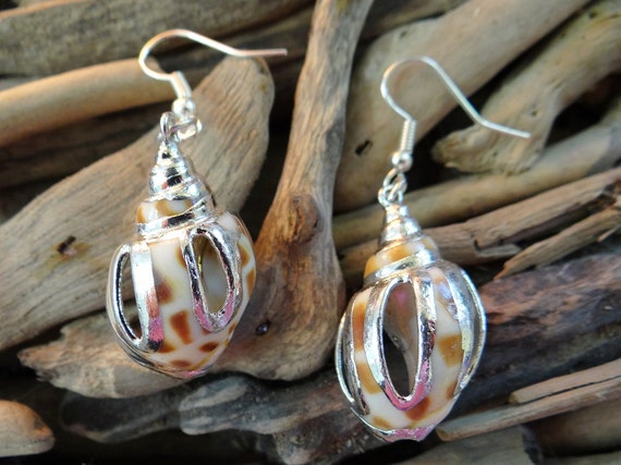 Little Babylonia Areolata Conch Earrings I'm Really A Mermaid Genuine Natural Seashell Shell Sea Silver Plated Earring Hooks Dangles Drop Im