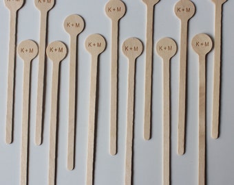 Natural Wooden Drink Stirrers - Coffee Stirrer - Beverage Bar Stick Wood Drink Stirs Customized LOGO for Personalized Wedding Party Cafe