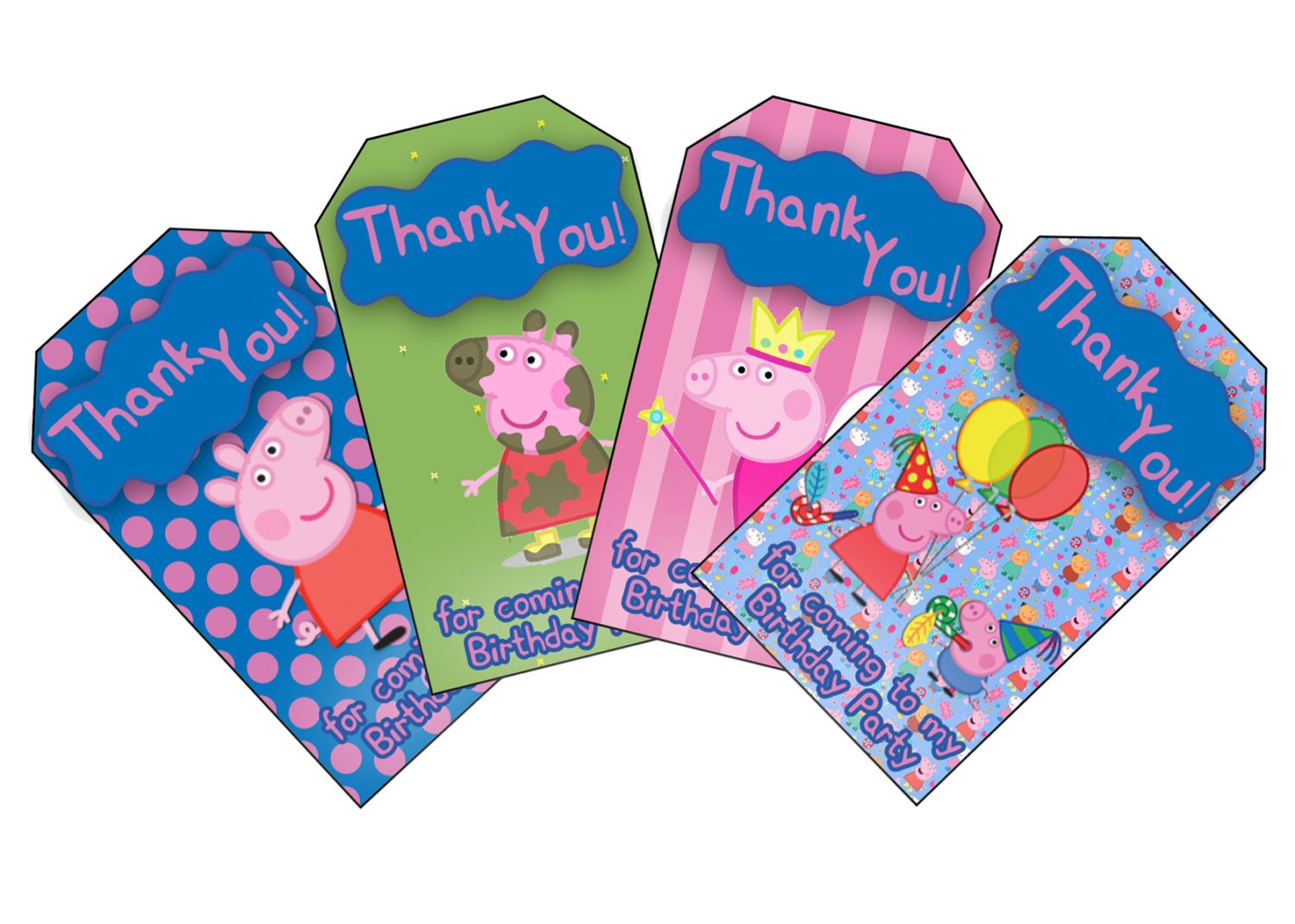 peppa pig themed birthday favor tags download and print peppa