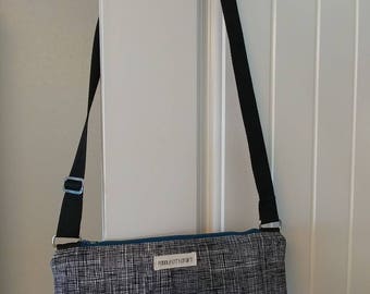 Medium size adjustable cross body bag, crosshatch pattern, modern print, travel purse, shoulder purse