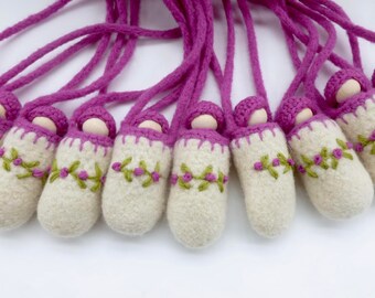 Peg doll necklace doll in pouch ready to ship