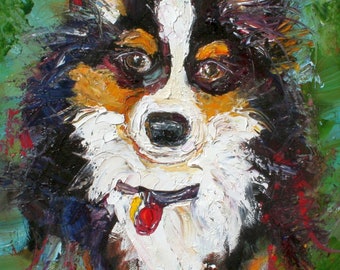 Pet portrait Custom Karen Tarlton Original Oil Painting Commission - palette knife impasto fine art