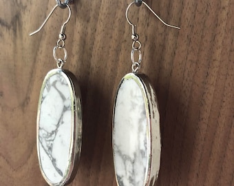 White Magnesite & Silver Earrings