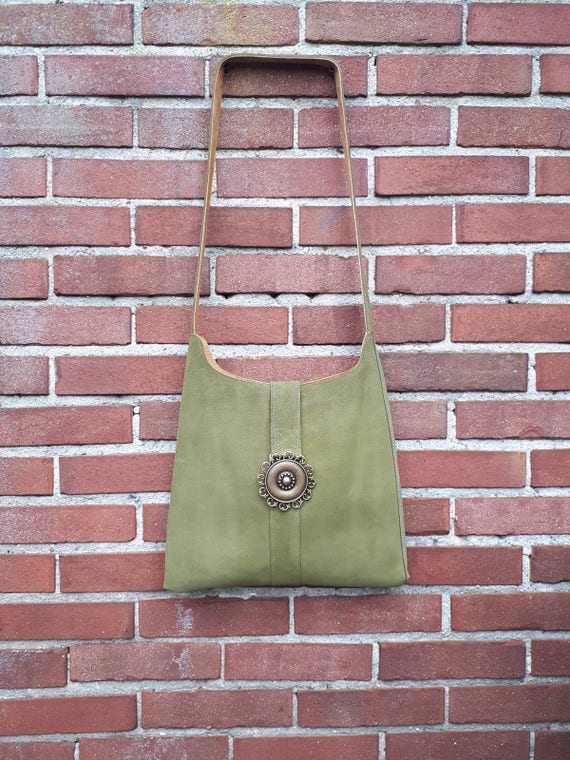 green suede crossbody bag