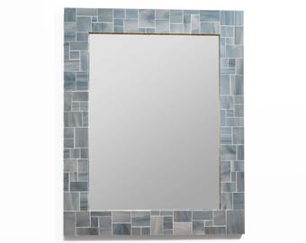 Grey Mirror – Mosaic Tile Mirror for Wall or Powder Room in 4 Sizes