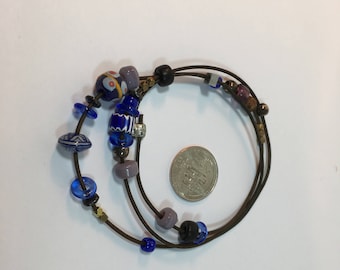3 Times Wrap Bracelet on Leather 2