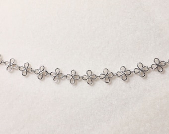 Clover shape silver choker, Simple choker, Silver necklace, Handmade jewelry