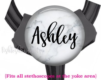 Stethoscope ID Tag | Faux Marble Littman Cardiology Stethoscope ID Tag - Fits All Stethoscopes at the Yoke Area - 811