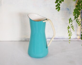 Vintage Dansk Kobenstyle Enamel Turquoise Pitcher Made in Denmark Jens Quistgaard Medium