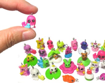 Kawaii Charms - Tiny Animal Charms - Musical Fish Underwater Creatures Miniature Charms - Kawaii Grab Bag - Cute Stuff - Set 06T
