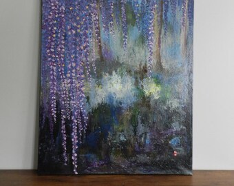 Wisteria painting, Wisteria acrylic painting, Wisteria abstract painting, Wisteria art, Wisteria wall decor, floral painting, Wisteria gift