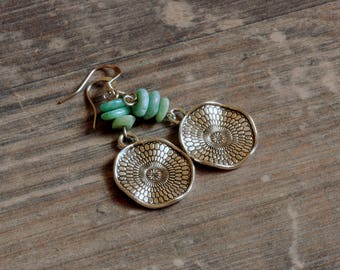Silver earrings with Amazonite Mandala Mint Turquoise