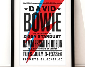 David Bowie concert poster, David Bowie art print, music inspired print, concert print, Ziggy Stardust, David Bowie, vintage Bowie poster