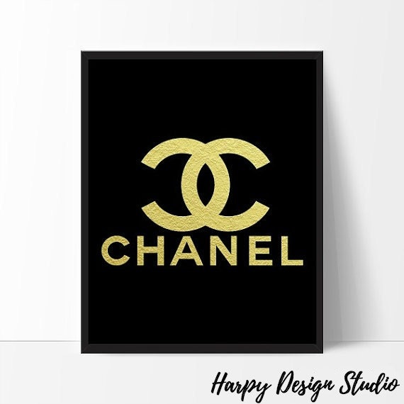 Chanel Logo Fashion Coco Chanel Print Gold Foil Coco Chanel