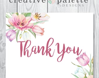 Spring Watercolor Thank You Cards