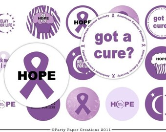 INSTANT DOWNLOAD Printable 4 x 6" Digital Relay For Life Cancer Bottlecap Collage Sheet fundraiser