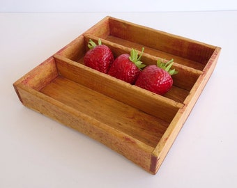 Vintage Wooden Cubby Box, Wooden Divided Box, Wooden Sorting Box, Display Box
