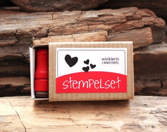 Mini Heart Rubber Stamp // Set of 2 Mini Stamps