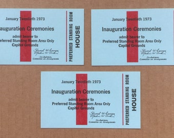 Three 1973 Inauguration Passes for House of Representatives