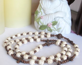 Howlite and Copper Catholic Rosary