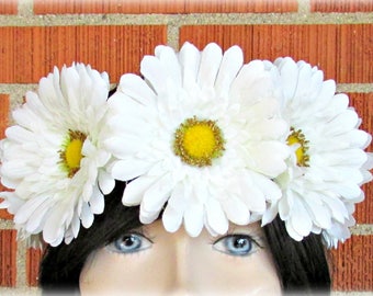 White Flower Crown, Floral Crown, Flower Halo, Flower Headband, Floral Headband, Daisy Crown, Flower Wreath, Wedding, Festivals