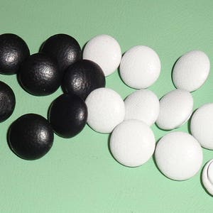 Leather Covered Glove Buttons x 6 White or Black Small Handmade 11mm Plastic Shank
